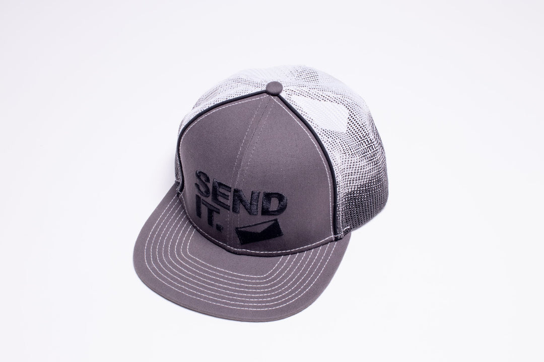 Send It snap-back trucker style hat - White/Grey